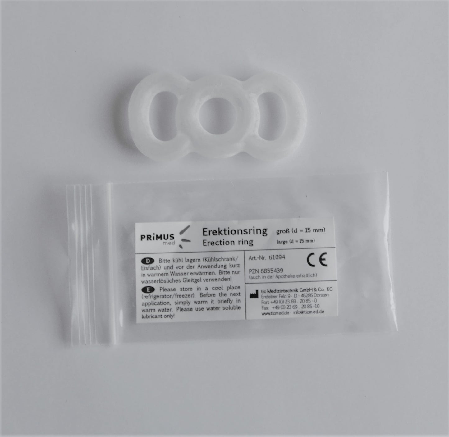 Zwarte erectiering van 15 mm diameter van De Paarse Keizerin voor Primuspomp op witte achtergrond