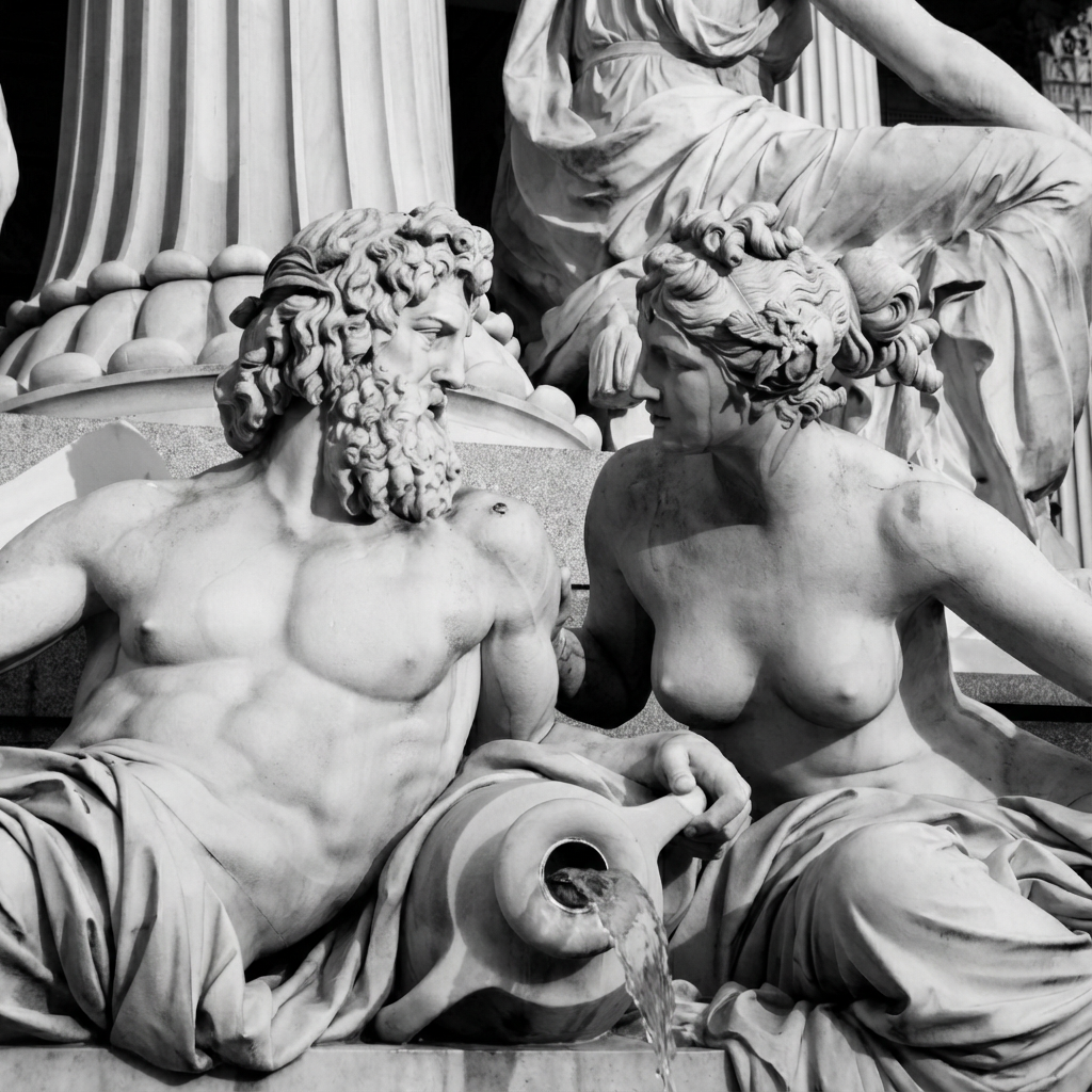 Klassieke Griekse beelden van man en vrouw als symbool voor intimiteit en seksualiteit door de eeuwen heen