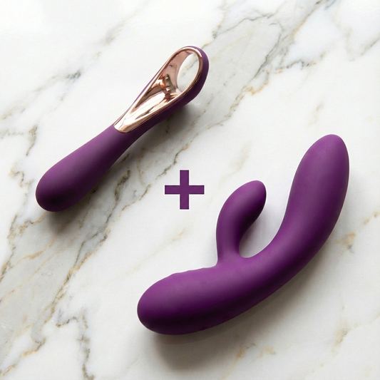 Combi aanbieding Yed Prior en Mila intimate wellness producten van De Paarse Keizerin op witte achtergrond