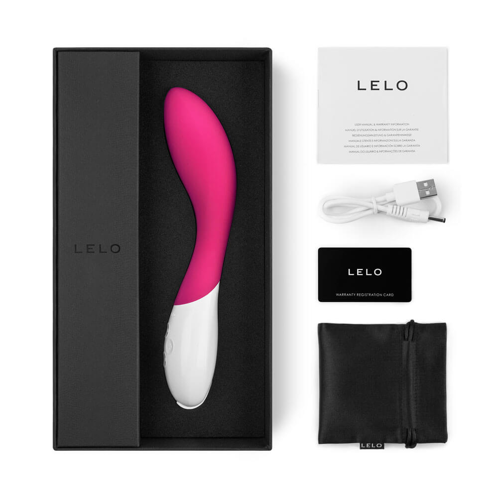 LELO Mona 2 roze G-spot vibrator complete set met doos, USB-kabel, opbergzakje en handleiding