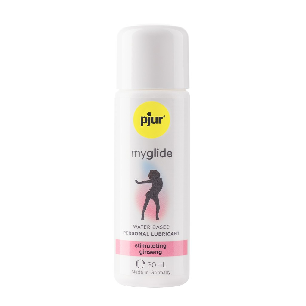 Pjur My Glide glijmiddel travel size flesje 30ml van De Paarse Keizerin op witte achtergrond