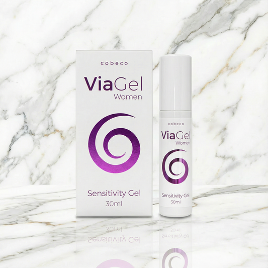 ViaGel for Women 30ml pompfles en witte doos met paars spiraallogo