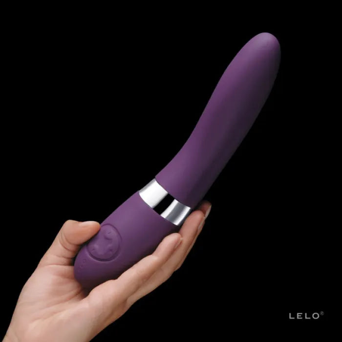 Sfeervolle presentatie Lelo Elise 2 zwarte vibrator op minimale achtergrond