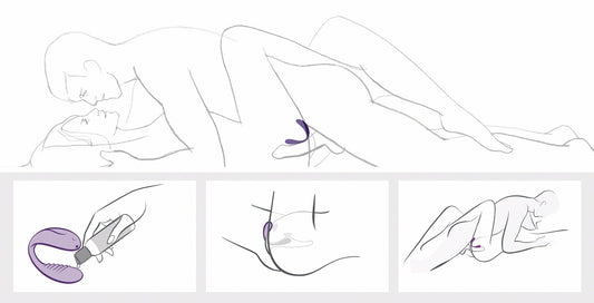 We-Vibe Sync 2 roze koppelvibrator sfeerbeeld op zachte ondergrond