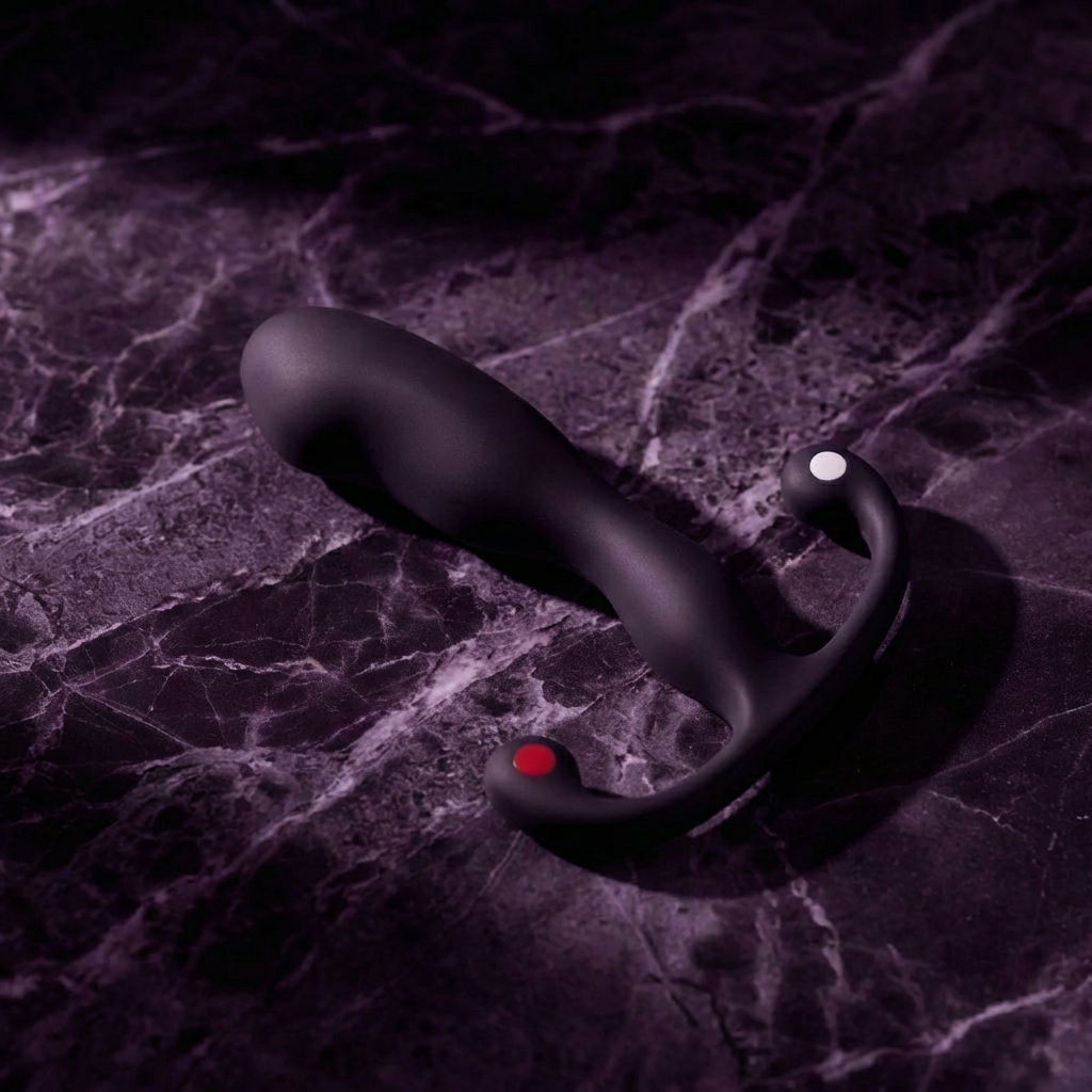 Zijaanzicht Helix Syn Aneros massager toont gebogen vorm en handvat voor eenvoudige bediening