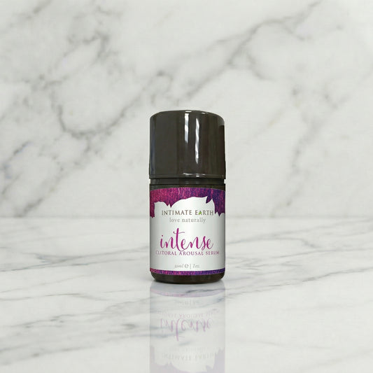 Intense stimulerende serum van Intimate Earth door De Paarse Keizerin op witte achtergrond