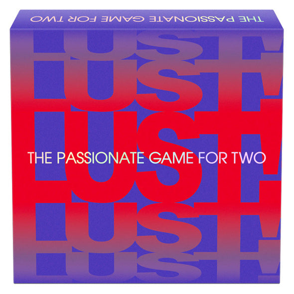 Lust erotisch spel rood-paarse verpakking met herhalend patroon en ondertitel The Passionate Game for Two