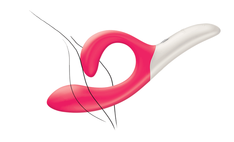 Close-up van We-Vibe Nova 2 bedieningsknoppen en premium siliconen materiaal in roze-rood