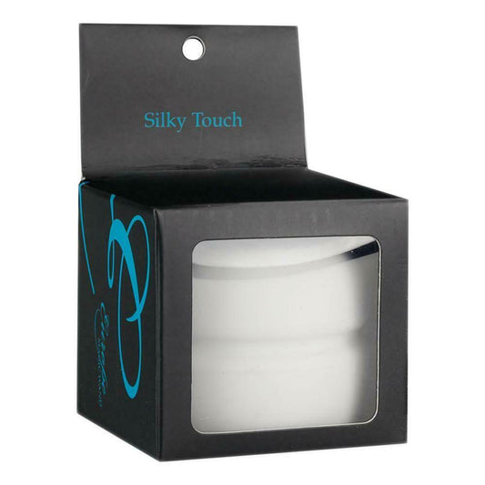Silky Touch witte siliconen masturbator in zwarte geschenkverpakking met venster, Magic Wand accessoire