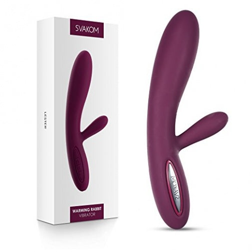 Zijaanzicht van de Svakom Lester verwarmende vibrator met dubbele stimulatie