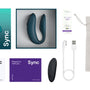 We-Vibe Sync 2 roze verpakking met accessoires en oplaadkabel